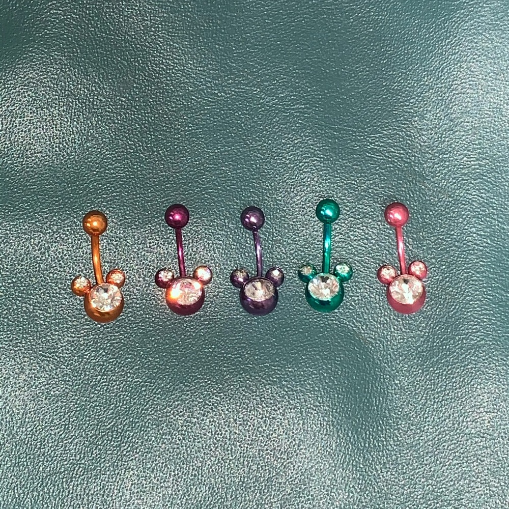 Set of 3 mickey minnie mouse naval belly ring new 14g